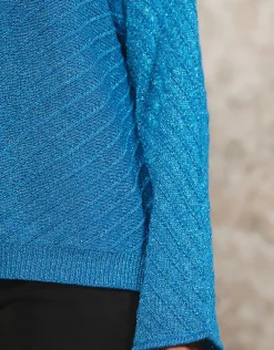 Pull ample bleu métallisé