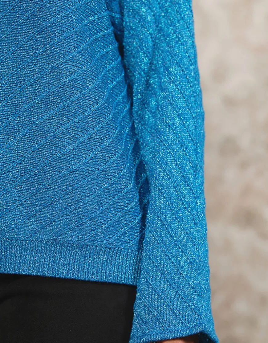 Pull ample bleu métallisé