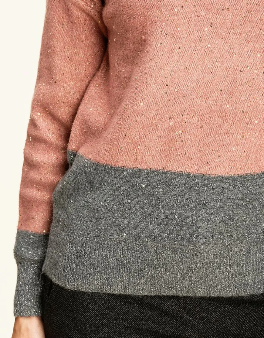Pull ample col roulé rose