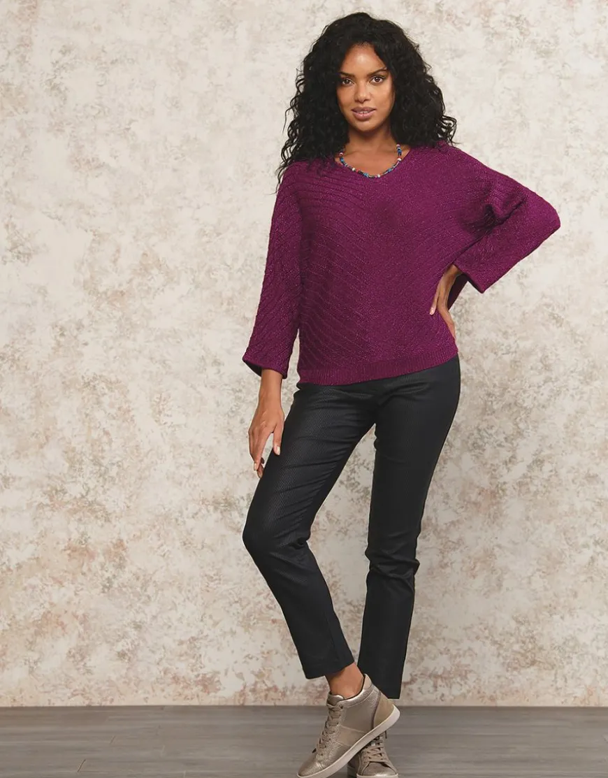 Pull ample irisé violet