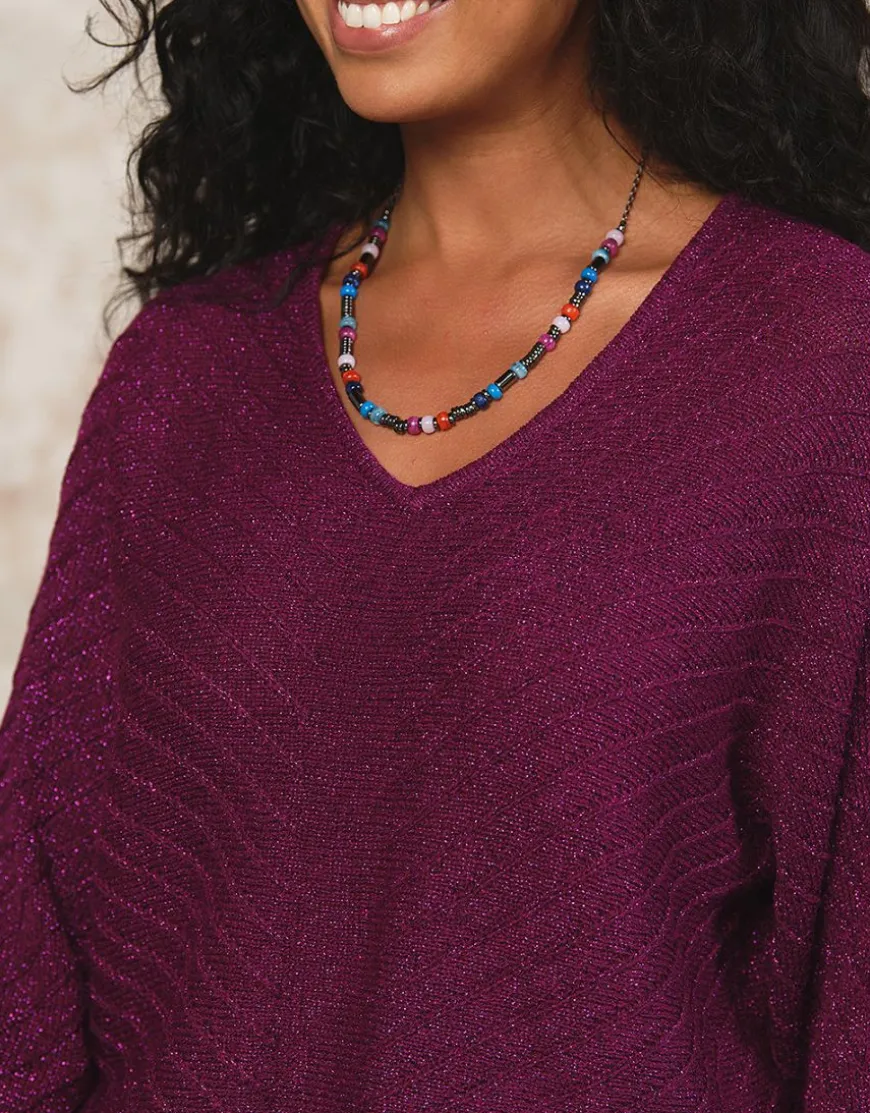 Pull ample irisé violet