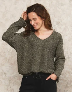 Pull ample noir argenté