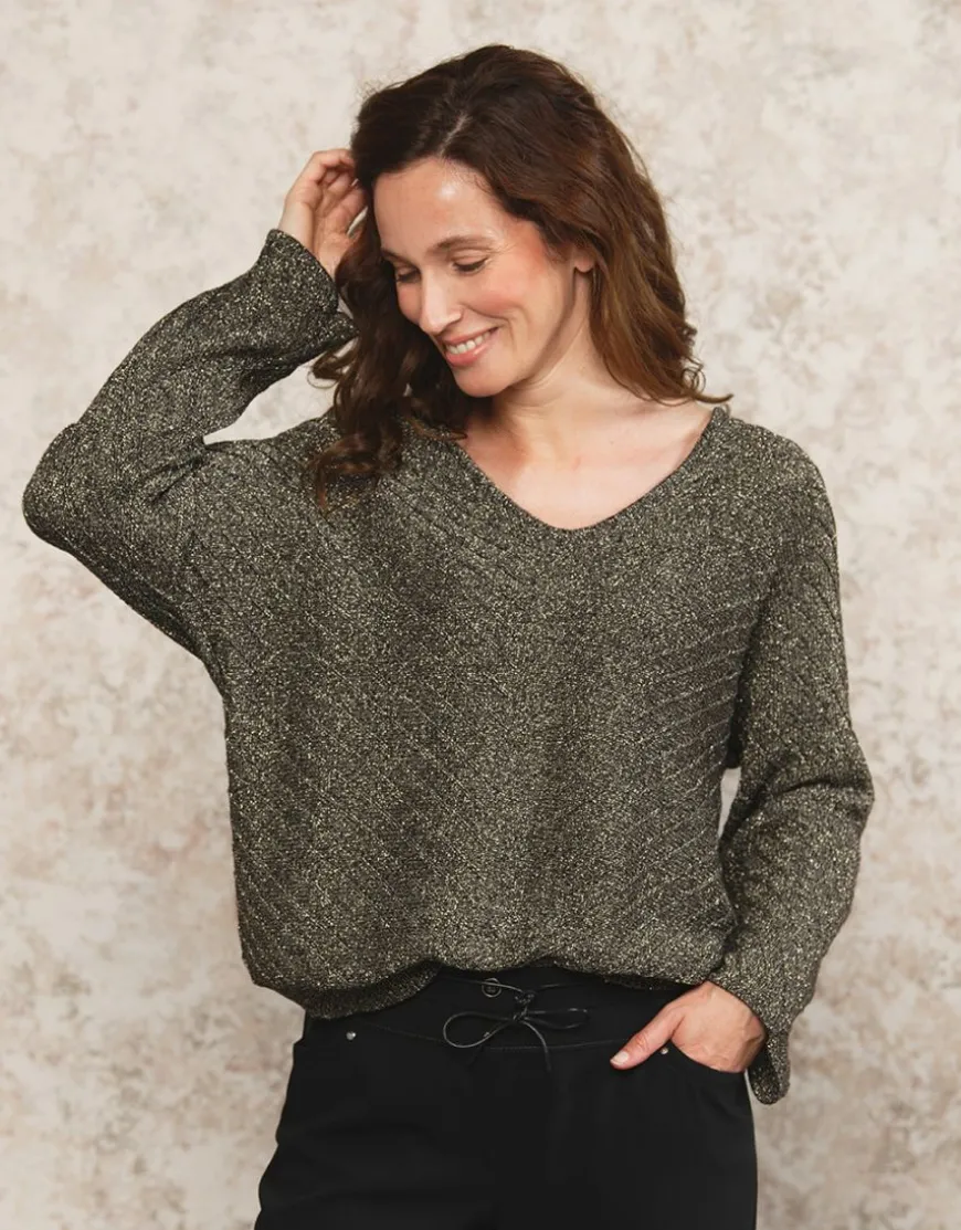 Pull ample noir argenté