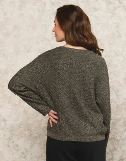 Pull ample noir argenté