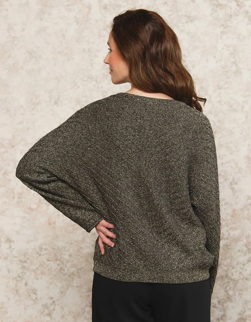 Pull ample noir argenté