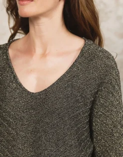 Pull ample noir argenté