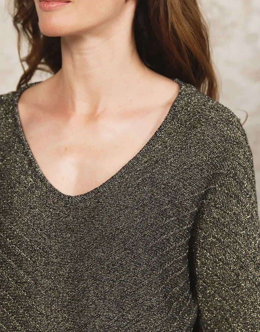 Pull ample noir argenté