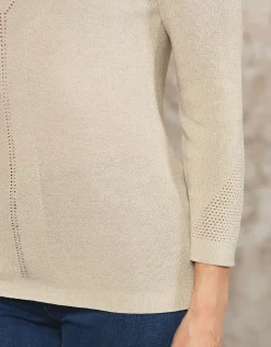 Pull beige maille ajourée