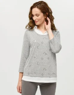 Pull chemisier 2en1 gris