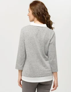 Pull chemisier 2en1 gris