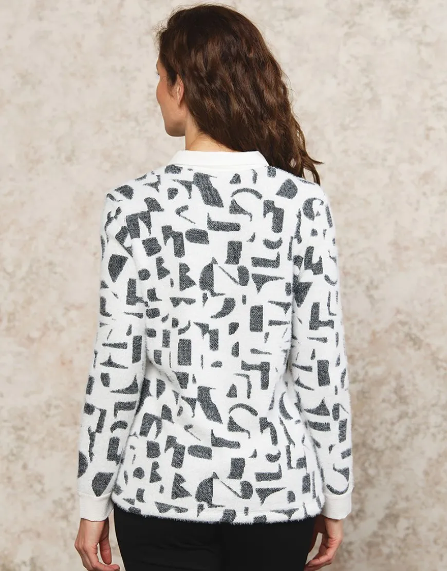 Pull chemisier noir blanc