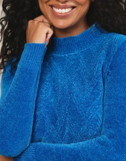 Pull chenille bleu roi