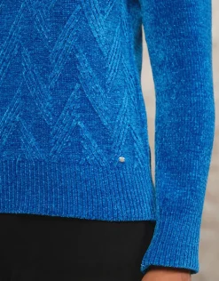 Pull chenille bleu roi