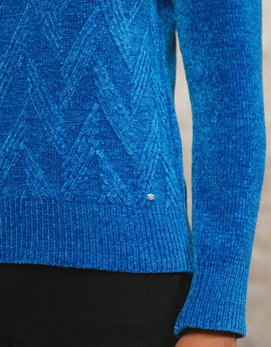 Pull chenille bleu roi