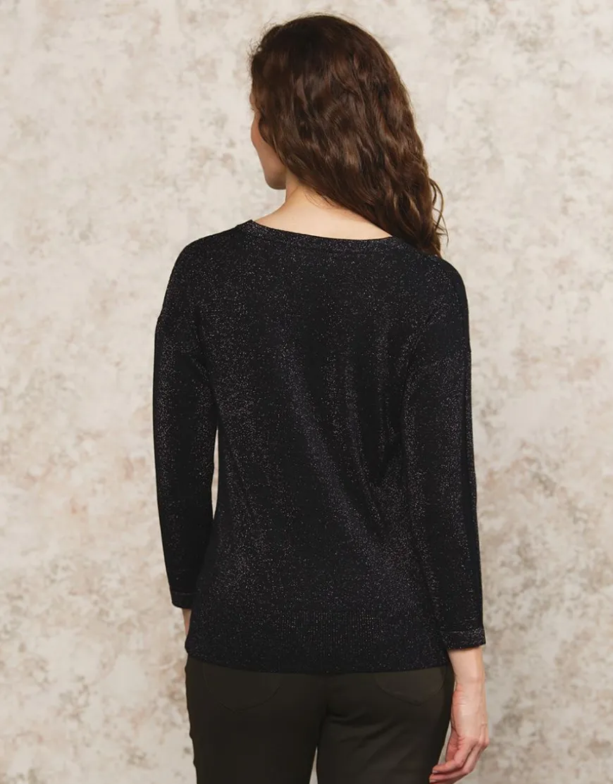 Pull chic brillant noir
