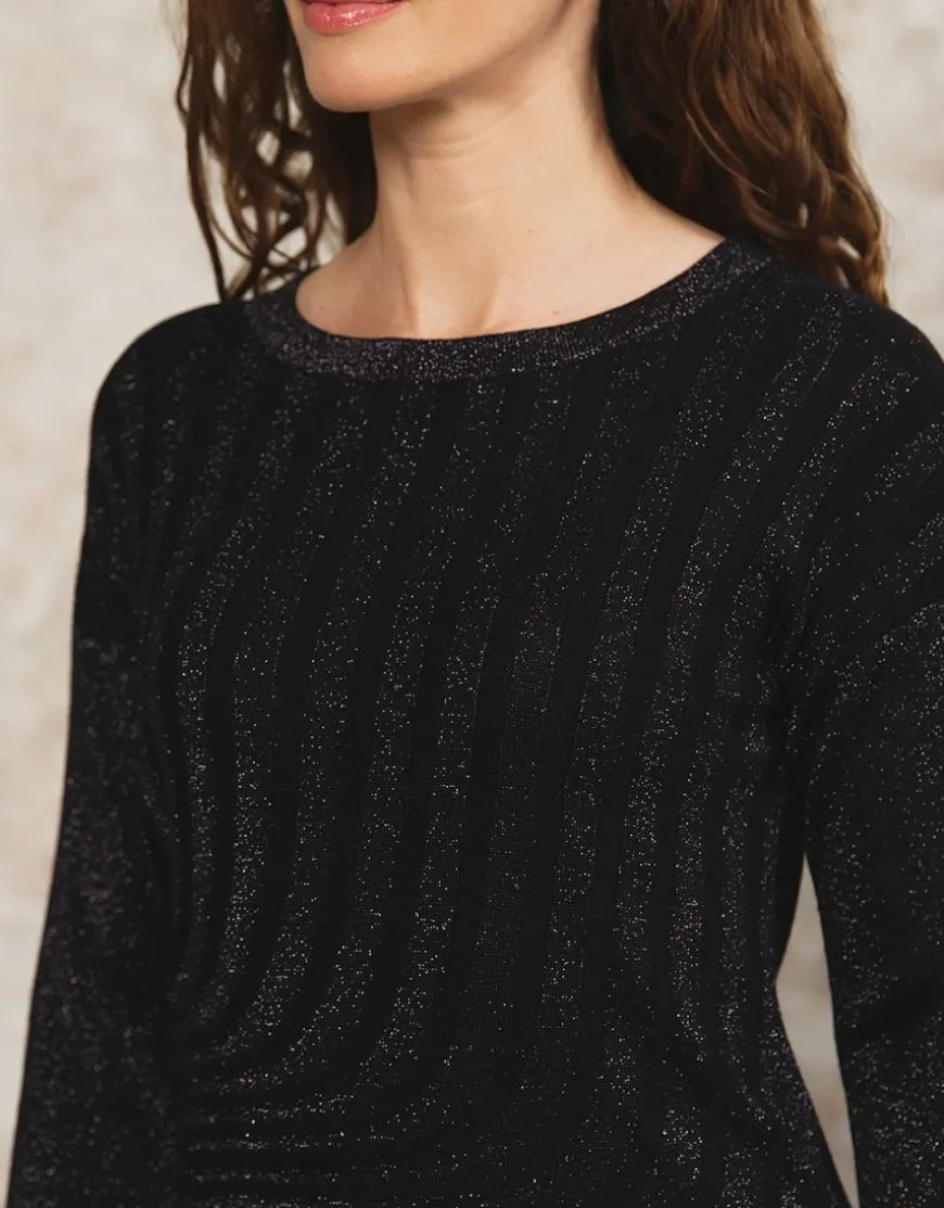 Pull chic brillant noir
