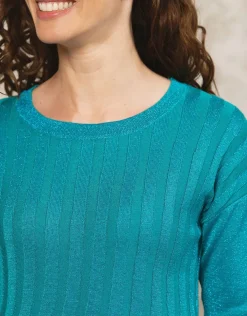Pull chic brillant vert