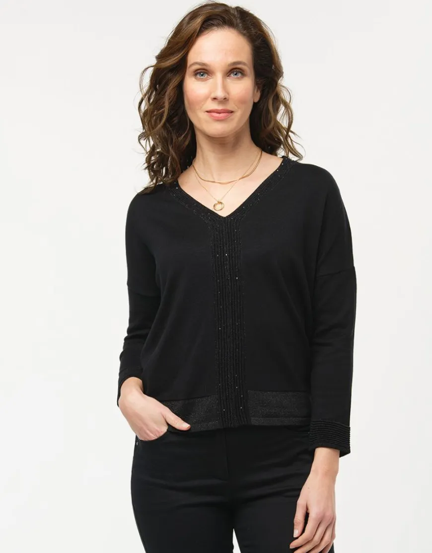 Pull chic noir irisé