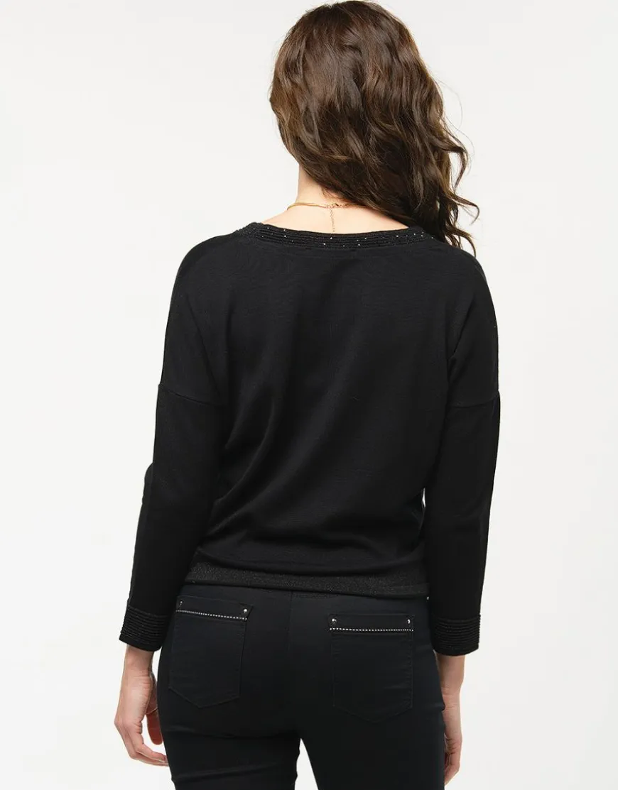 Pull chic noir irisé