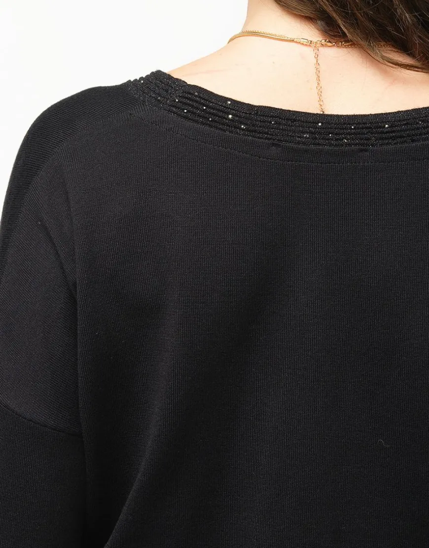 Pull chic noir irisé
