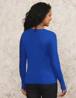 Pull fin bleu roi