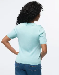 Pull fin brillant bleu