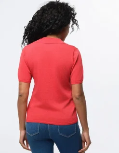 Pull fin brillant corail