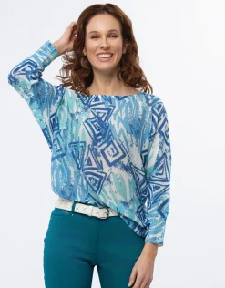 Pull fin motif bleu