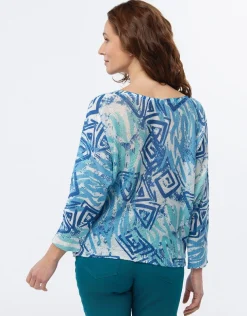 Pull fin motif bleu