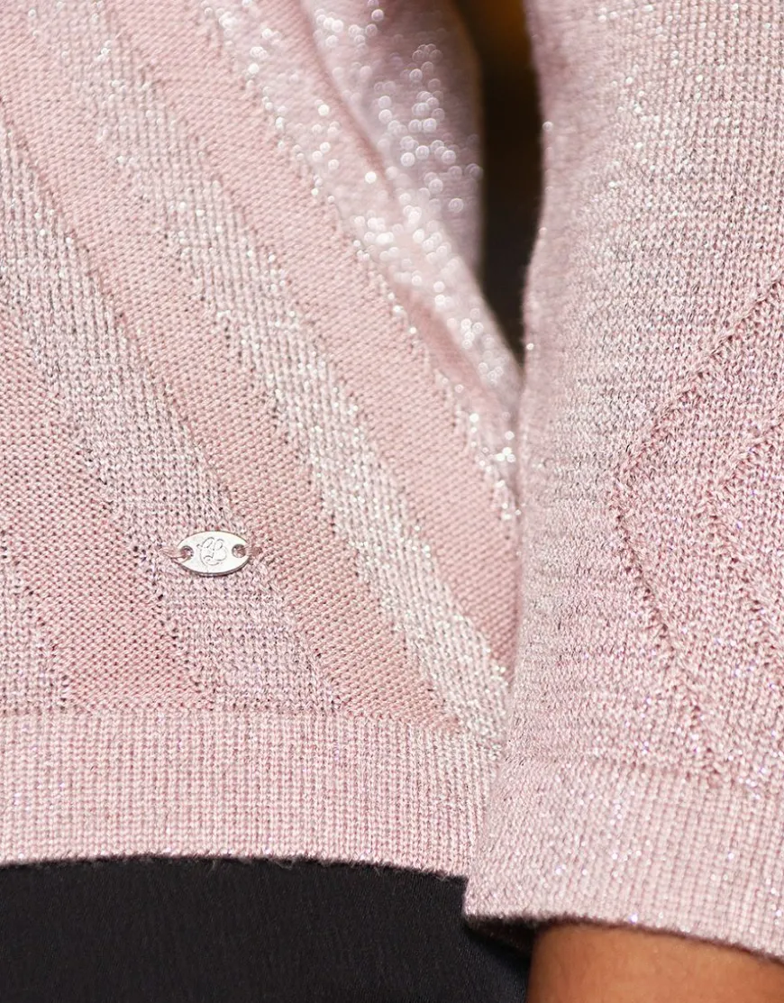 Pull rose irisé chic