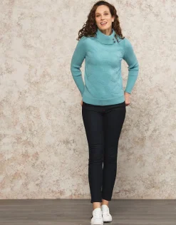 Pull torsadé bleu