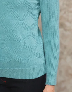Pull torsadé bleu