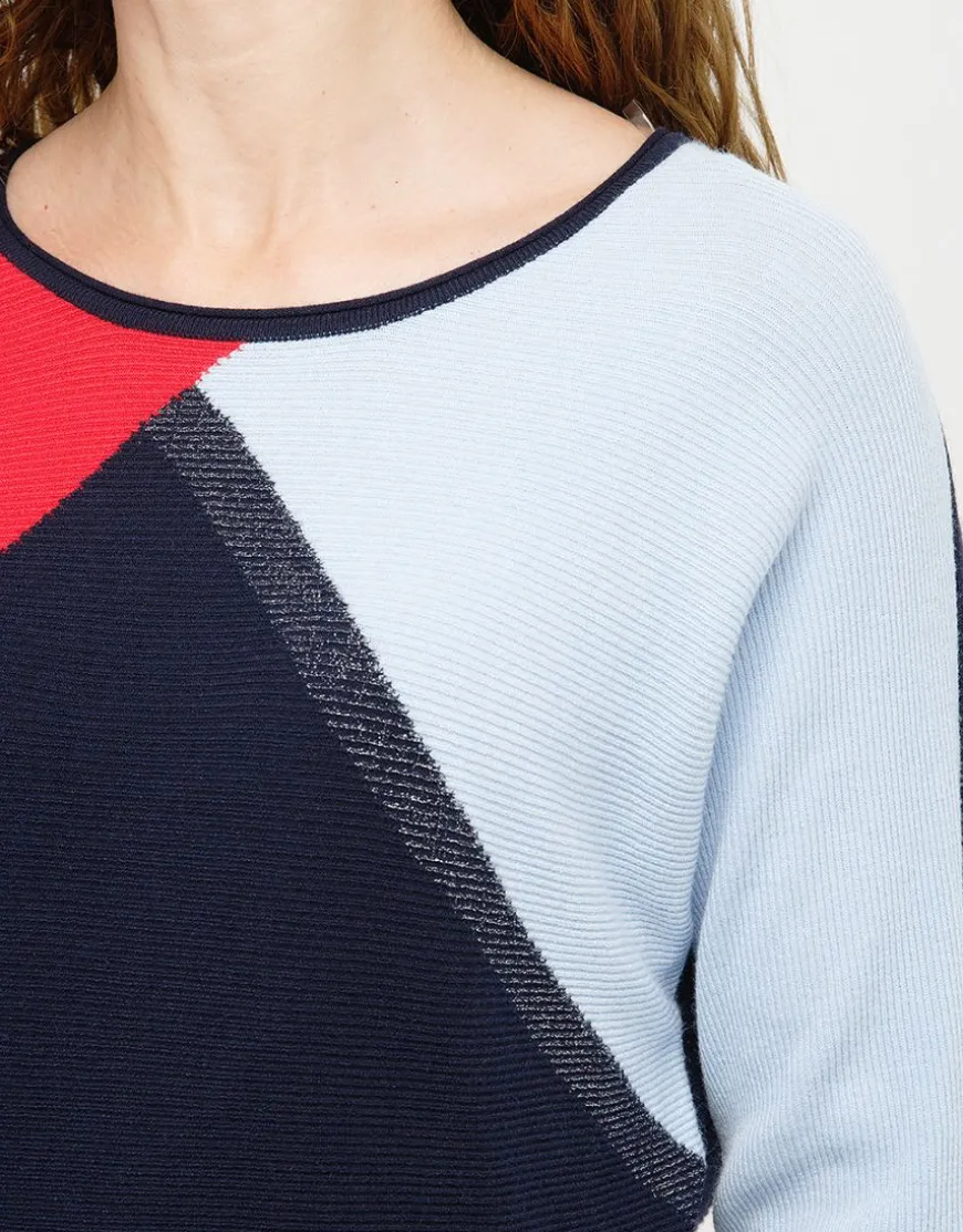 Pull tricolore ample