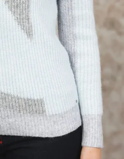 Pull V bleu et gris