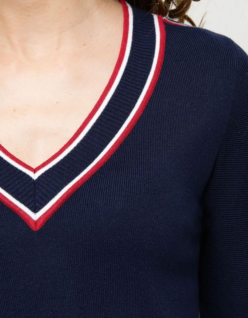 Pull V marine sport chic