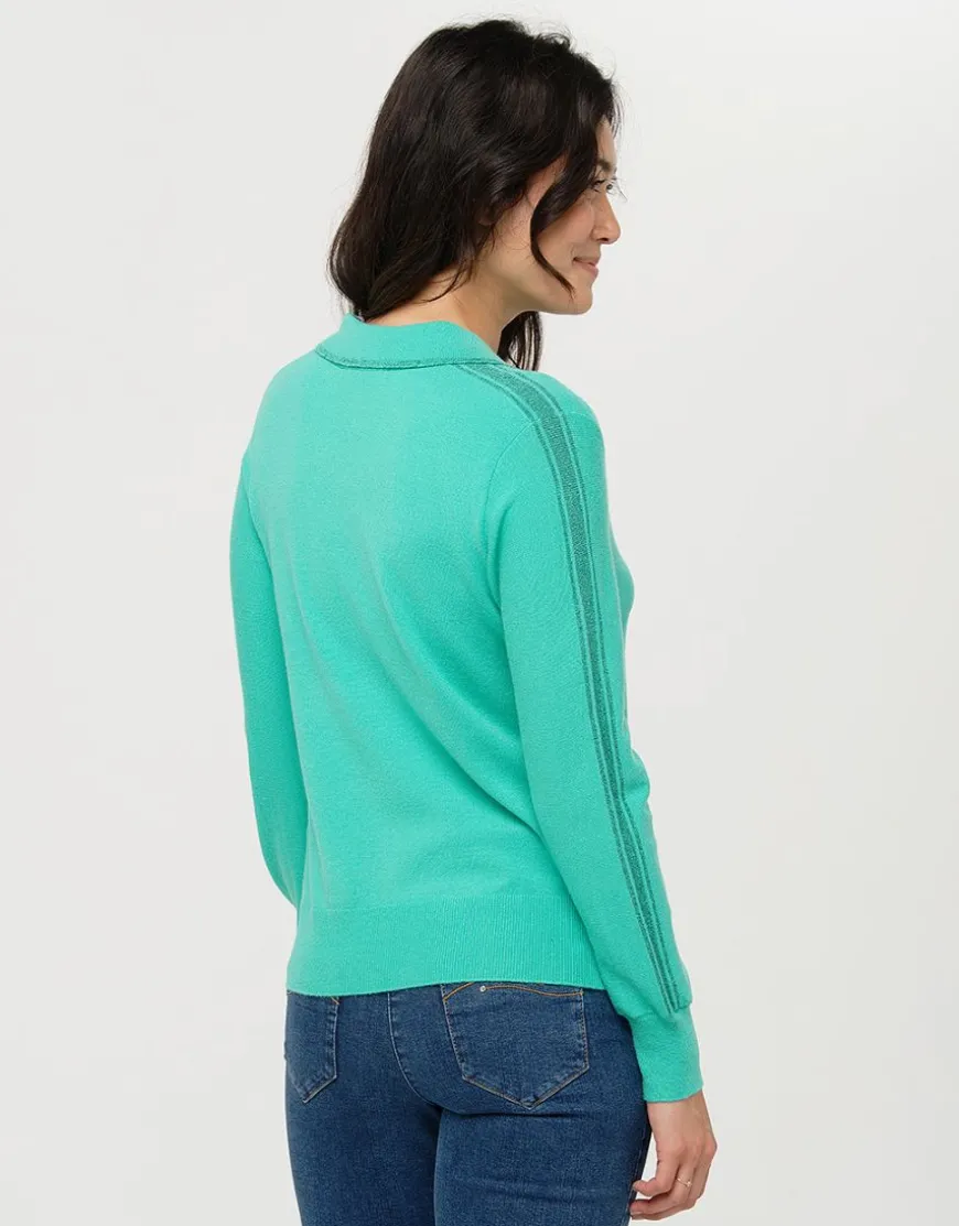 Pull vert menthe col polo