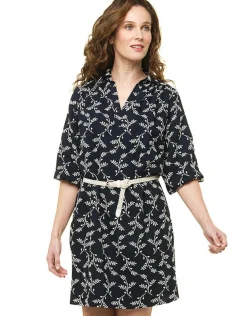 Robe brodée bleu marine