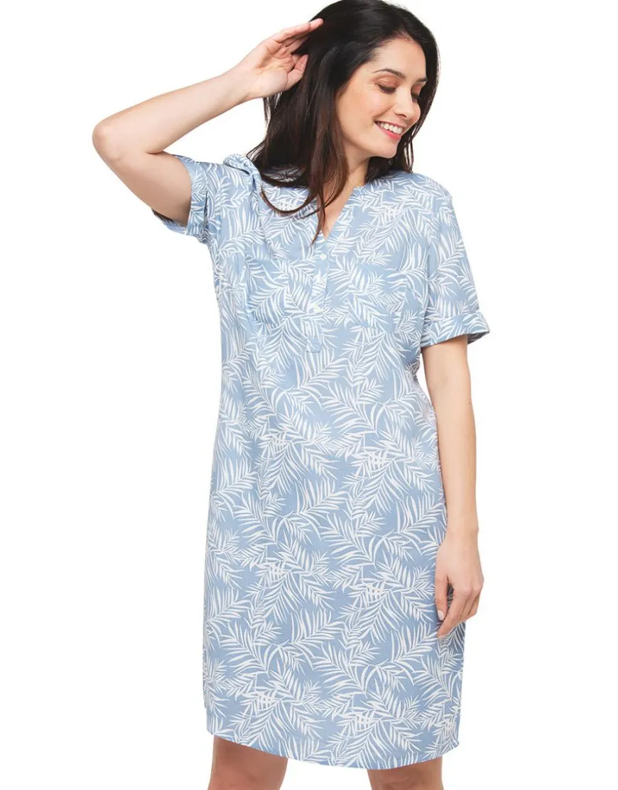 Robe chemise bleu