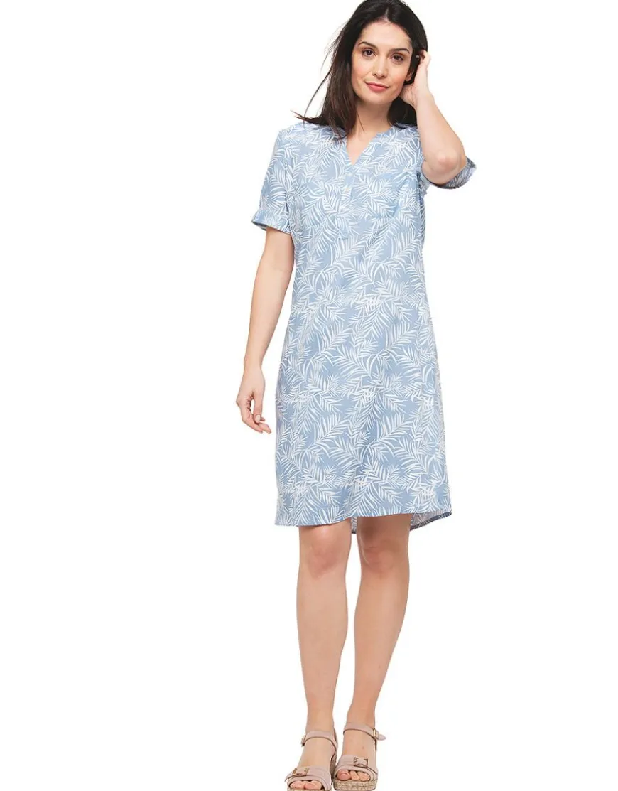 Robe chemise bleu