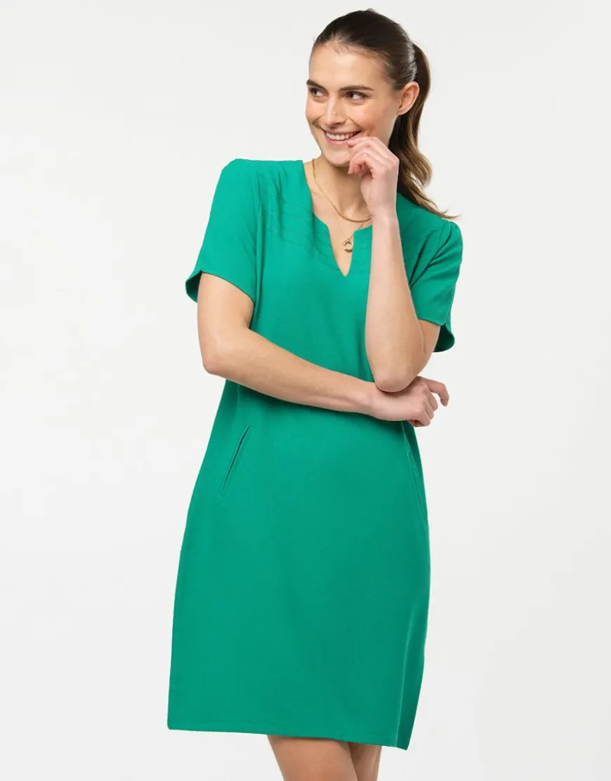 Robe chic crêpe vert