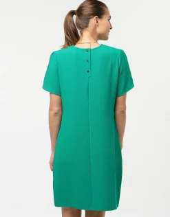 Robe chic crêpe vert