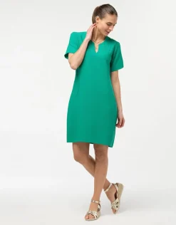 Robe chic crêpe vert