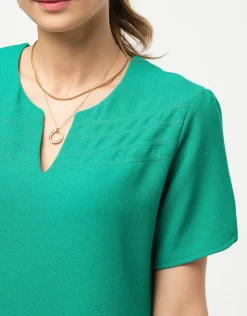Robe chic crêpe vert
