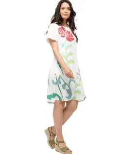 Robe chic écru imprimée