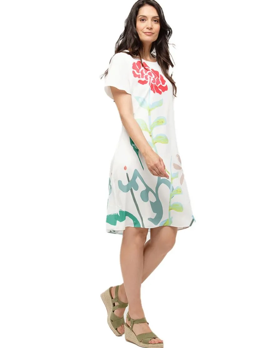 Robe chic écru imprimée