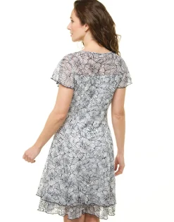 Robe dentelle blanc bleu