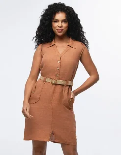 Robe en lin marron