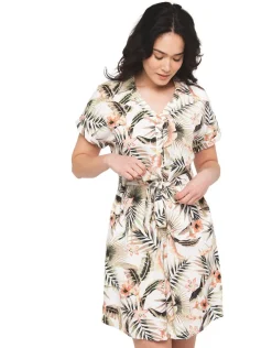 Robe imprimée écru