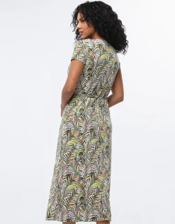 Robe longue imprimé kaki
