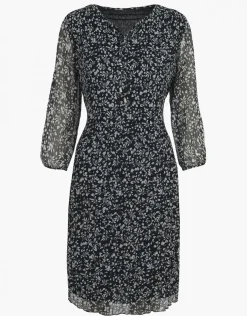 Robe plissée fleurs noir